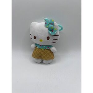 Sanrio Hello Kitty Plush Danglers Ice Cream Cone Bag Clips Keychains Kawaii Cute